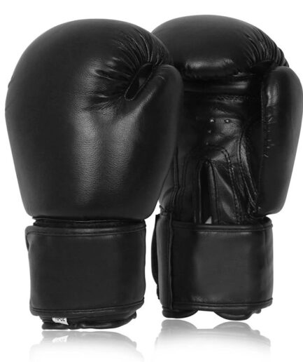 All Black Leather Boxing Gloves